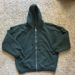 Brandy Melville Dark Green Zip-Up Hoodie